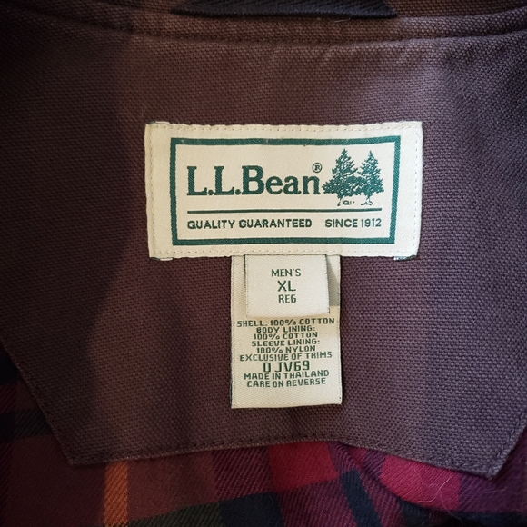 L.L. Bean original field coat cotton plaid lined canvas hunting olive mens XL - Picture 2 of 8